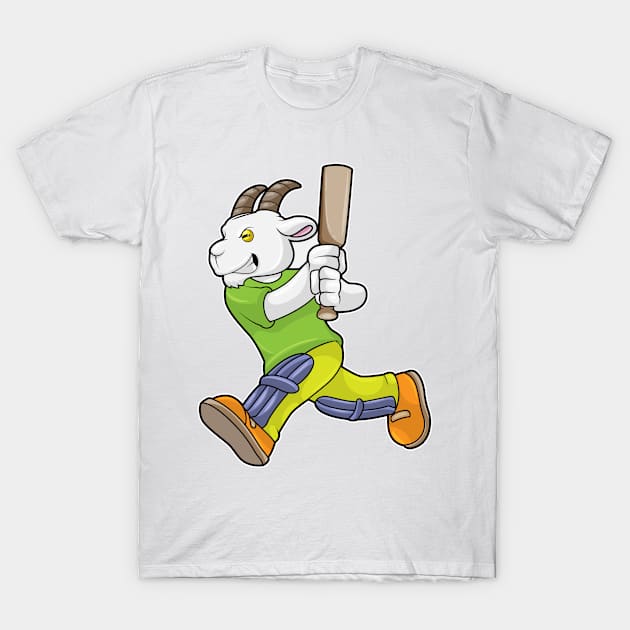 Goat as Batsman with Cricket bat T-Shirt by Markus Schnabel